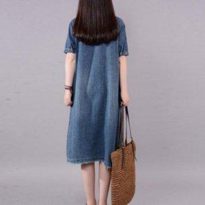 프리미엄 S/S 하프슬리브 청롱버전 롱드레스 우먼 청원피스 박시핏