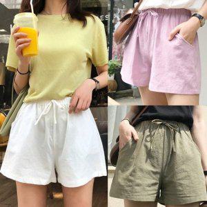 8컬러 일상템린넨반바지 밴딩바지 여성반바지 시그니처