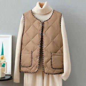 넥변형 유니크 패딩조끼 일상 퀼팅패딩조끼 원형넥 웜남 보이 슬림 패딩조끼 젠틀맨