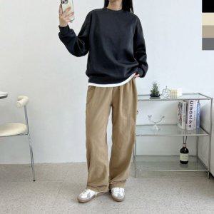 GQQ SF1037W 걸 카펜더 면 트윌 트라우저 작업바지 스트랩 조거 와이드핏클래식