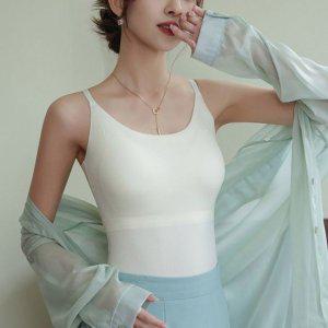 여성 햄라인 하이라이트 브라패드 무봉제 안감민소매 유니크