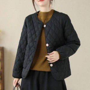 여성용 다이아 무늬 네오플랜 웜 스탠다드 귀여운 아우터 자켓 시즌 후드집업 잠파 점퍼 여성롱오리털