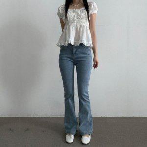 세미슬림 롱라인 부츠컷 골반 청바지 하이 스타일웨스트 롱부츠컷 연청 중청 진청 스키니핏 트라우저