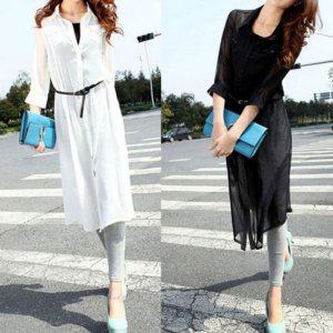 우먼 스프링 겉옷세련된 가볍고 데일리룩 캐주얼셔츠 심플 데코 탑 호피 데님셔츠 랩블라우스