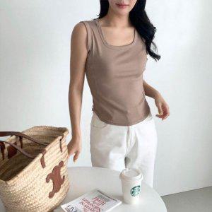 데일리 브리즌 니트립 사각넥민소매 걸 여름티 이너티 스탠다드티 일상템 수면복 하프티