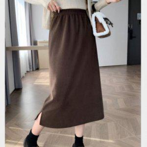 롱핏융기모 플레어스커트 밴드 코듀로이패브릭 베이직 심플스커트 동절기 데일리룩 미니스커트 골덴