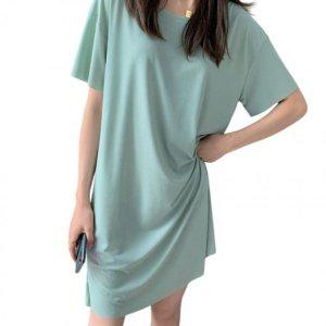 S/S 오버실루엣 세로패턴 하프티 라운지웨어 미니드레스홈웨어 플러스사이즈 냉장고 유니크 슬립웨어 임산