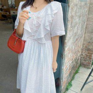 앤드리 주름 미니드레스 봄여름 라지핏 걸스 스타일의류 하객