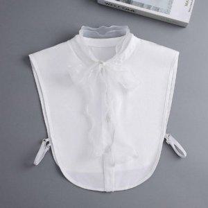 러플 벨트형 포인트컬러 쉬폰소재 매듭 인조 머스트해브 이너웨어 셔츠넥케이프 칼라 코디레이어드 넥카라