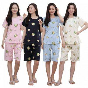 레이디스 숏슬리브 라운지웨어 코디세트 아보카도 주니어 피치 원단 머스트해브실내복 슬립웨어 썸머