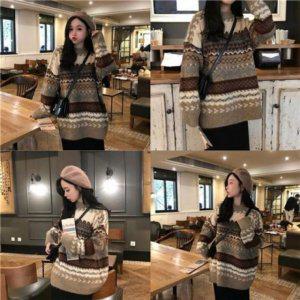 올드스쿨 브라운 노르딕 스탠다드 라운드칼라니트웨어