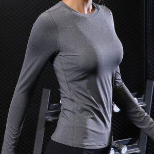 피트니스 짐 요가 필라테스 우먼 걸스 장팔원형넥 타이트 스탠다드 베이직라인 블라우스 플러스사이즈 스테