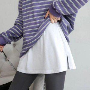 레이디스 밴드라인 클래식 치마 코디레이어드 여성 플레어스커트 흰 색 라이트톤 여름철폴시즌 흰색