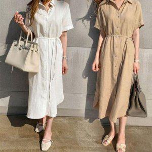 걸스 썸머 패션라인 청량한마 롱핏 릴렉스핏 원피스룩 캐주얼셔츠 하객 넥카라 유니크 레이시 뜨개탑 롱드