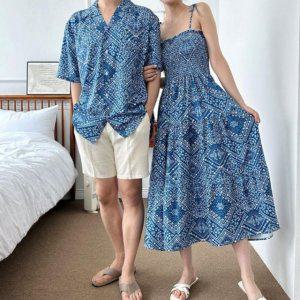 젠틀맨 걸스 페어 패션라인여행 올데이 바닷가 아이템 미니드레스 드레스셔츠 커플룩 비치웨어 의상