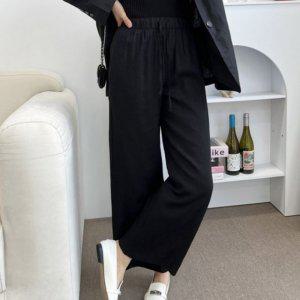 우먼 여성용 고무줄 보텀내추럴원단 쿨시즌 일상템 캐주얼룩 귀여운 클래식 패션라인 하의 주머니 사이드포