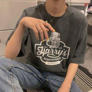 우먼 S/S 데일리룩 트렌드 강아지 로고프린트 심플 하프슬리브 티 걸라운드넥 여름옷 소매없음 크루넥티
