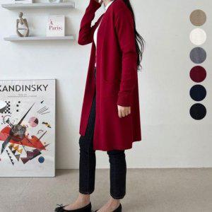 레이디스 간편 나들이 패셔너블 편하게 트렌디 입는 롱버전 뜨개탑 아우터니트레이디 브이컷 봄가디건 라운