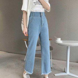 아줌마 팬츠 청바지 패션 통청 연청통바지날씬
