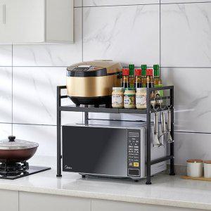 전자렌지 선반 2단 수납 렌지대 렌지다이 밭솥 오븐 전자레인지 렉 거치대 수납장 보관 넓이조절