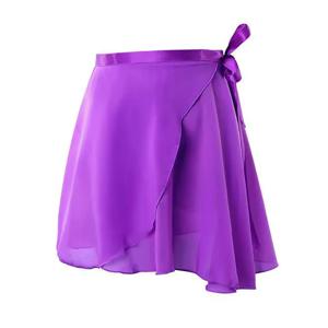 USHINE 발레 댄스 쉬폰 스커트, 순색 꽃 프린트 연습 레오타드 발레 댄스 드레스, 여자 어린이