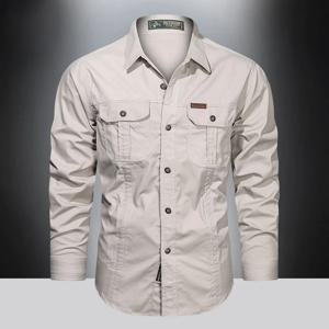 2023 봄 셔츠 남성 긴 소매 캐주얼 코튼 셔츠 고품질 Camisa Militar Overshirt 브랜드 의류 블랙 블라우스 5XL