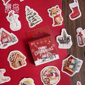 46pcs 메리 크리스마스 스티커 팩 DIY 장식 문구 앨범 일기 컵 노트북 휴대 전화 장난감 스크랩북
