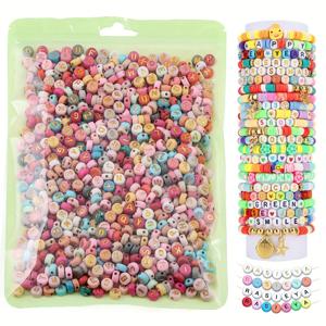 500/1000pcs 4x7mm 라운드 알파벳 구슬 DIY 쥬얼리 만들기위한 골드 알파벳 비즈와 다채로운 아크릴 비즈