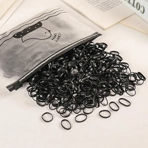 1000/2000개 색상 어린이용 일회용 고무줄 검정 투명 고탄성 머리카락 손상 없는 헤어 액세서리 헤어밴드