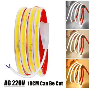 AC 220V COB 스트립 240Leds/M IP65 방수 드라이버 빌드 10CM 절단 가능 홈 장식 유연한 리본 로프 테이프 LED 빛
