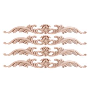 목재 아플리케 및 온레이, 도색되지 않은 DIY 장식 목재 조각 온레이 아플리케, 침대 문짝 캐비닛 옷장용, 4 개