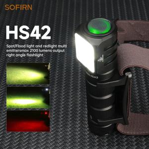 Sofirn HS42 헤드램프 SST40 18650 충전식 토치 2100lm 6 LED(적색광 스포트라이트 투광 조명 USB C 자석 테일 포함)