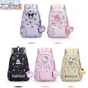 애니메이션 배낭 Sanrio 플러시 장난감 Hellokity Kuromi Cinnamoroll Pachacco 배낭 키즈 블랙 Schoolbag 귀여운 학교 가방 노트북 가방