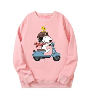 여성용 긴팔 바닥 셔츠 스누피 스웨터 인 애니메이션 만화 주변 크루 넥 풀오버 스웨터 루즈 코트