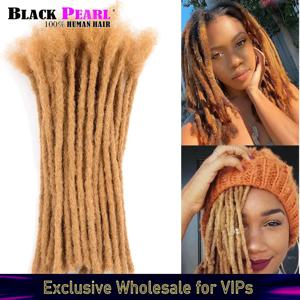 허니 블론드 인모 드레드락 익스텐션, 0.8cm 너비, 6 인치 30 루트 록 익스텐션, 100% 인모 레게머리 익스텐션