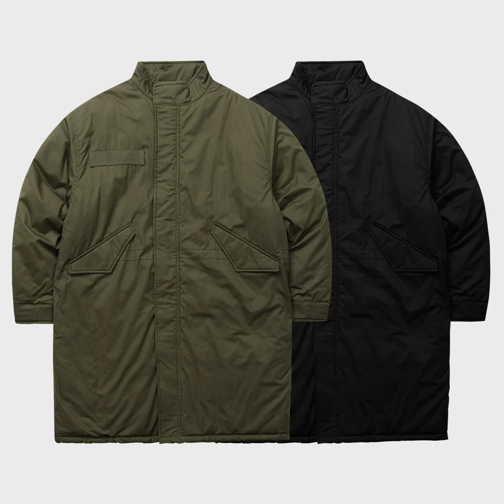 남자 오버핏 개파카 피쉬테일 롱 야상 패딩 점퍼