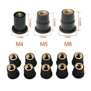 10pcs 오토바이 M4 M5 M6 미터법 고무 잘 너트 윈드 스크린 페어링 카울 양극 처리 된 알루미늄 모토 나사 볼트 액세서리