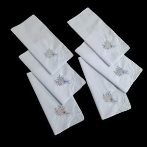 여성용 순면 흰색 천 자수 손수건, 홈 장식, 웨딩 용품, 얇은 노래, 10.8 인치, 28cm