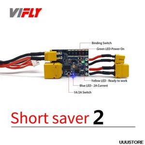 VIFLY ShortSaver 2 스마트 스모크 스토퍼 전원 버튼 스위치 단락 과전류 방지를 위한 전자 퓨즈 2-6S XT30 TX60