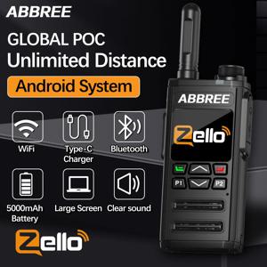 ABBREE GP-268 네트워크 워키토키 젤로 글로벌 POC 라디오, 무선 무제한 거리 SIM 카드, 4G 안드로이드 블루투스 햄 라디오