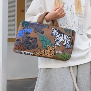 귀여운 낙서 고양이 노트북 가방 여성용 핸드백 인치 아이패드 태블릿 보호 커버 5인치 수납 가방 패션 캔버스 가방