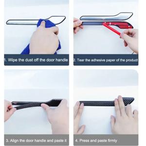 4개 세트 ABS 카본 파이버 자동차 도어 핸들 랩 커버 스티커 개조 액세서리 테슬라 모델 3/Y/3+ 하이랜드 2024용