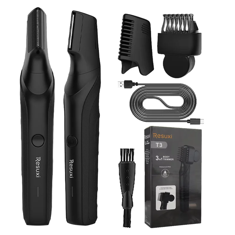 레스욱시 남성용 전기 바디 트리머 다기능 3 in 1 헤어 클리퍼 면도기 세트 IPX5 방수 전신 물세척 클리퍼