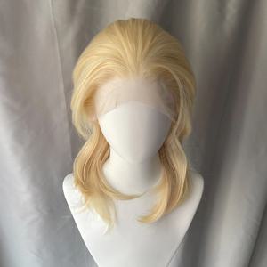 613 금발 13X4 합성 레이스 프론트 가발 여성용 어깨 길이 숭어 코스프레 가발 남성용 하프 핸드 타이드 글루리스 내추럴