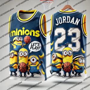 스페셜 에디션 GPT 미니언즈 & 조던 No.23 농구 조끼 티셔츠 빠른 건조 민소매 저지 오버사이즈 스포츠 키즈/성인 조끼