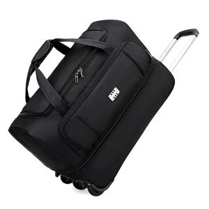 바퀴가 달린 롤링 더플 백 24 인치 여행 트롤리 토트 백 26 인치 대용량 옥스포드 남성 여행 수하물 트롤리 가방