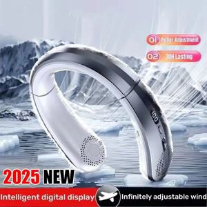 Xiaomi 8000mAh 교수형 목 팬 USB 휴대용 Bladeless 미니 충전식 음소거 LED 디지털 디스플레이 전기 팬 공기 냉각기 뜨거운