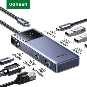 UGREEN Uno 7-in-1 USB 허브 Type-C ~ 4K60Hz HDMI USB3.0 MacBook 노트북 액세서리 도킹 스테이션용 5Gbps RJ45 1000Mbps