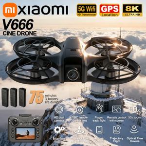 Xiaomi V666 미니 RC 공중 드론 8K HD 카메라 접이식 지능형 장애물 회피 화면 원격 제어 브러시리스 모터 UAV