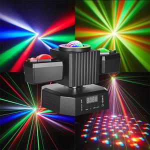 디스코 LED 빔 무빙 헤드 라이트 무선 리모컨 다채로운 매직 볼 레이저 무대 조명 및 라이트 스트립 DJ 사운드 파티 조명